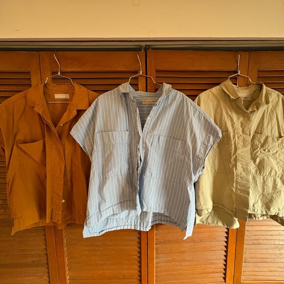 Lot of THREE Everlane Shortsleeve Crop Box Shirt Size M - Picture 1 of 5